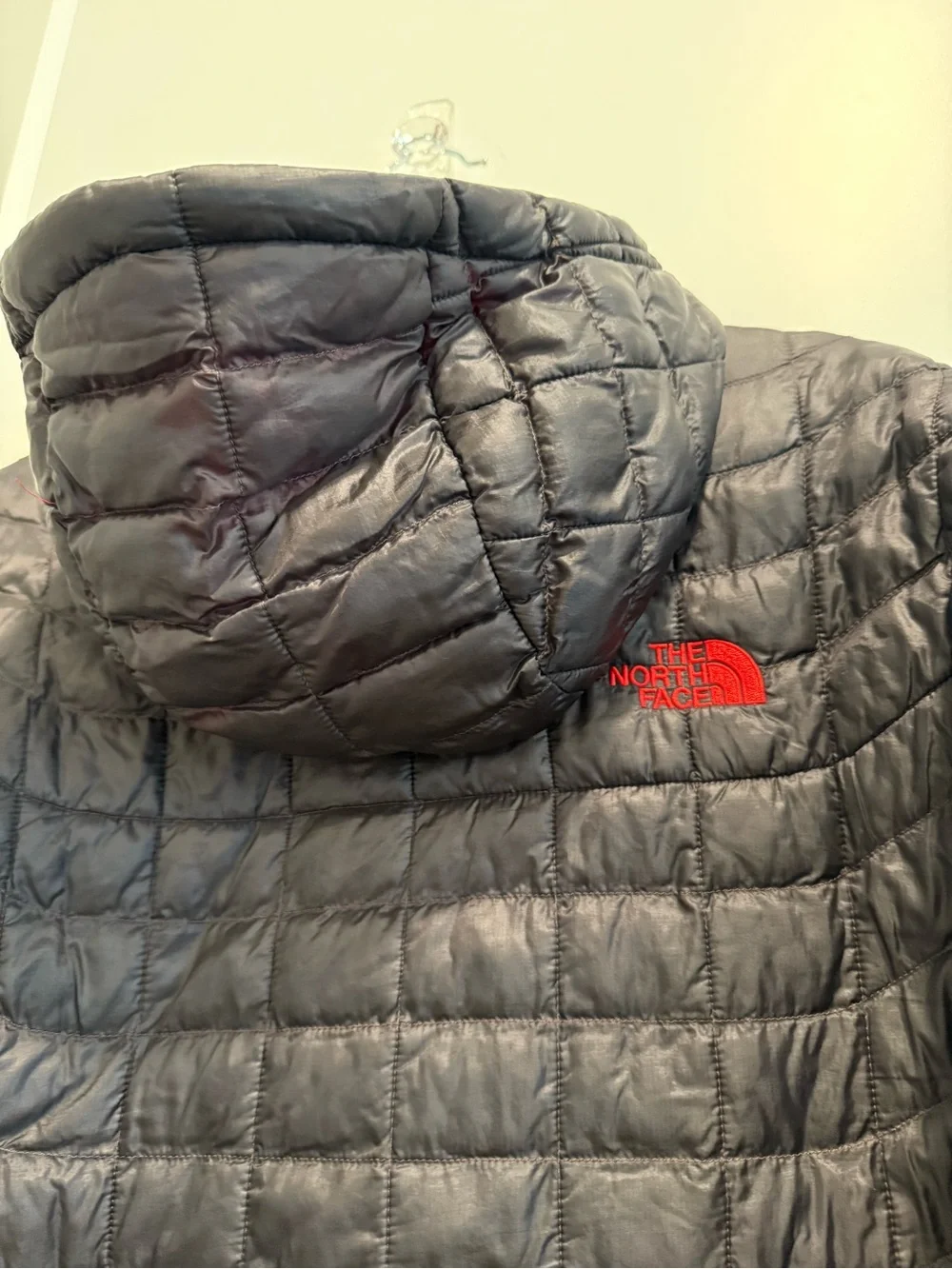 The North Face Men's Black ThermoBall Quilted Insulated Puffer with Red Accents